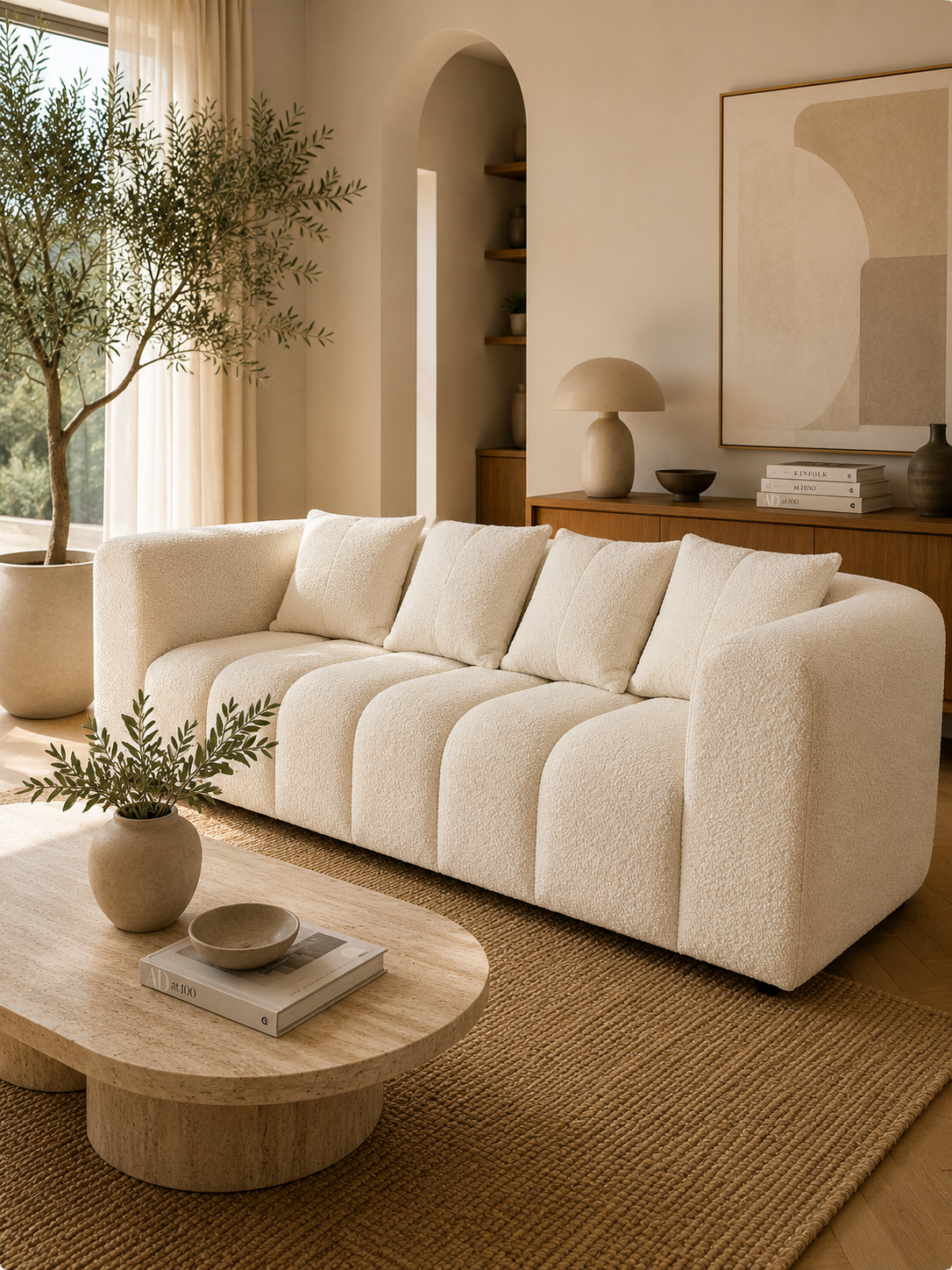 Sofá Nube de 3 cuerpos en boucle | medida: 200 x 90, 250 x 150 x 90