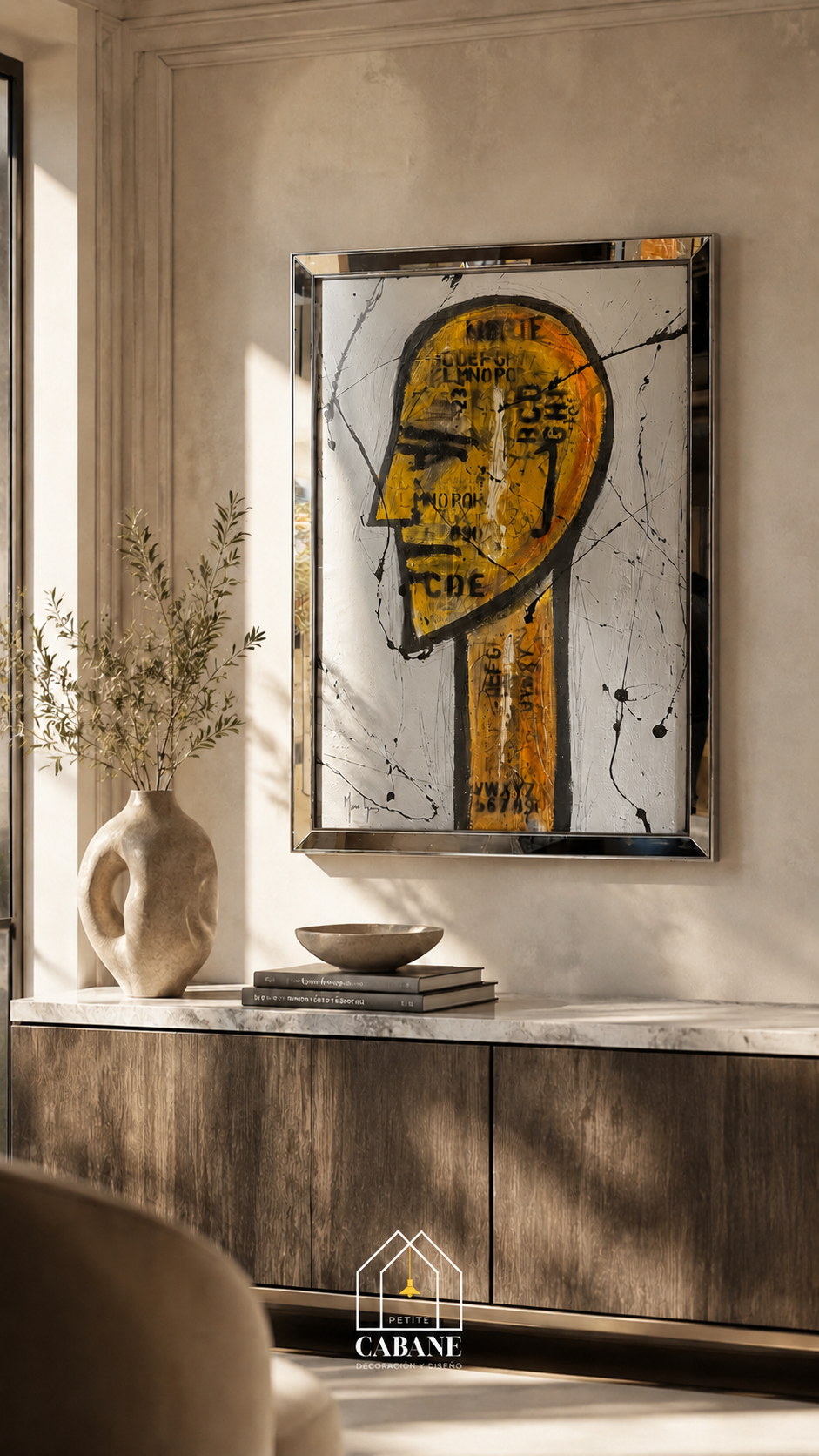 Cuadro Cara Espejada Grande Izquierdo — obra enmarcada de 130 x 90 cm