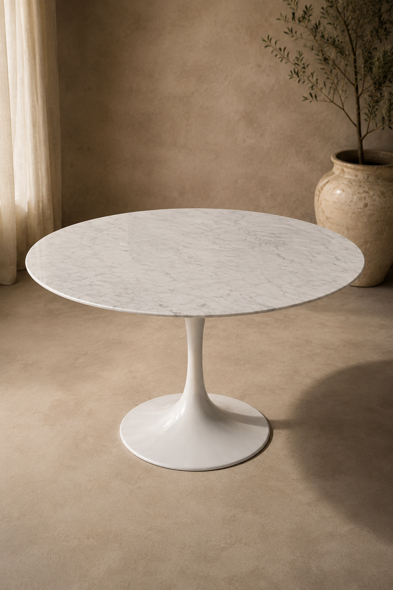 Mesa de comedor redonda tipo mármol
