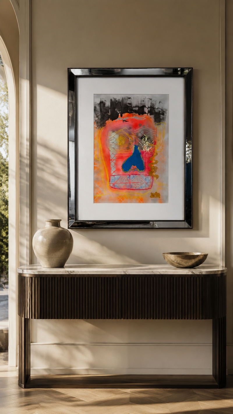 Cuadro Caras Naranja II — obra enmarcada de 110 x 85 cm