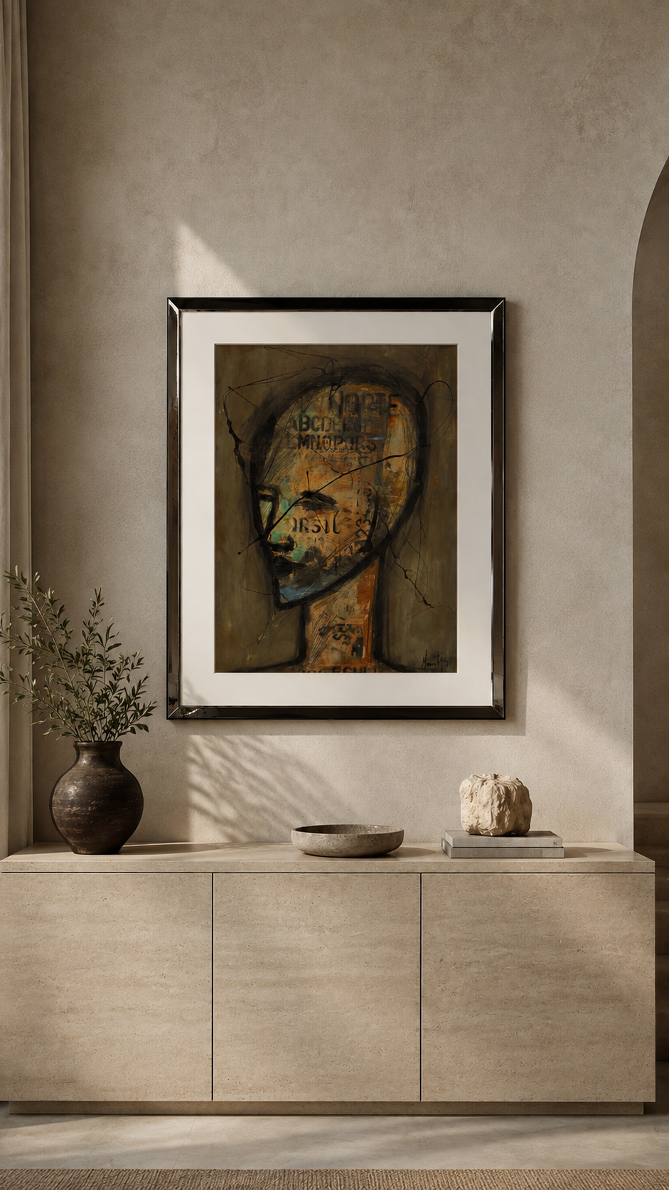 Cuadro Cara Pequeña III — obra enmarcada de 110 x 85 cm