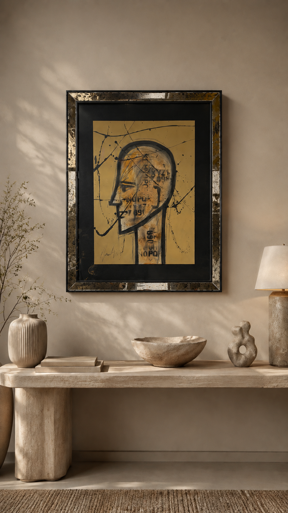 Cuadro Cara Pequeña IV — obra enmarcada de 110 x 85 cm