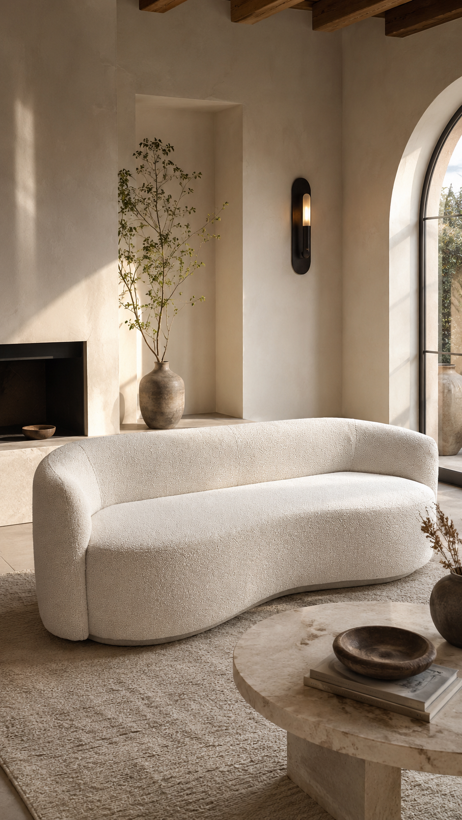 Sofá Paris en boucle crudo | medida: 200 x 90, 220 x 90