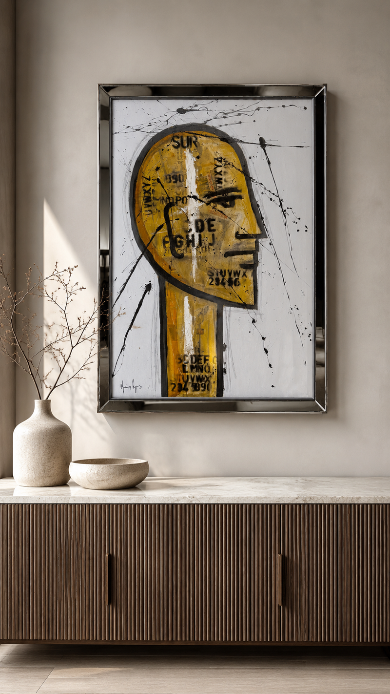 Cuadro Cara Espejada Grande Derecho — obra enmarcada de 130 x 90 cm