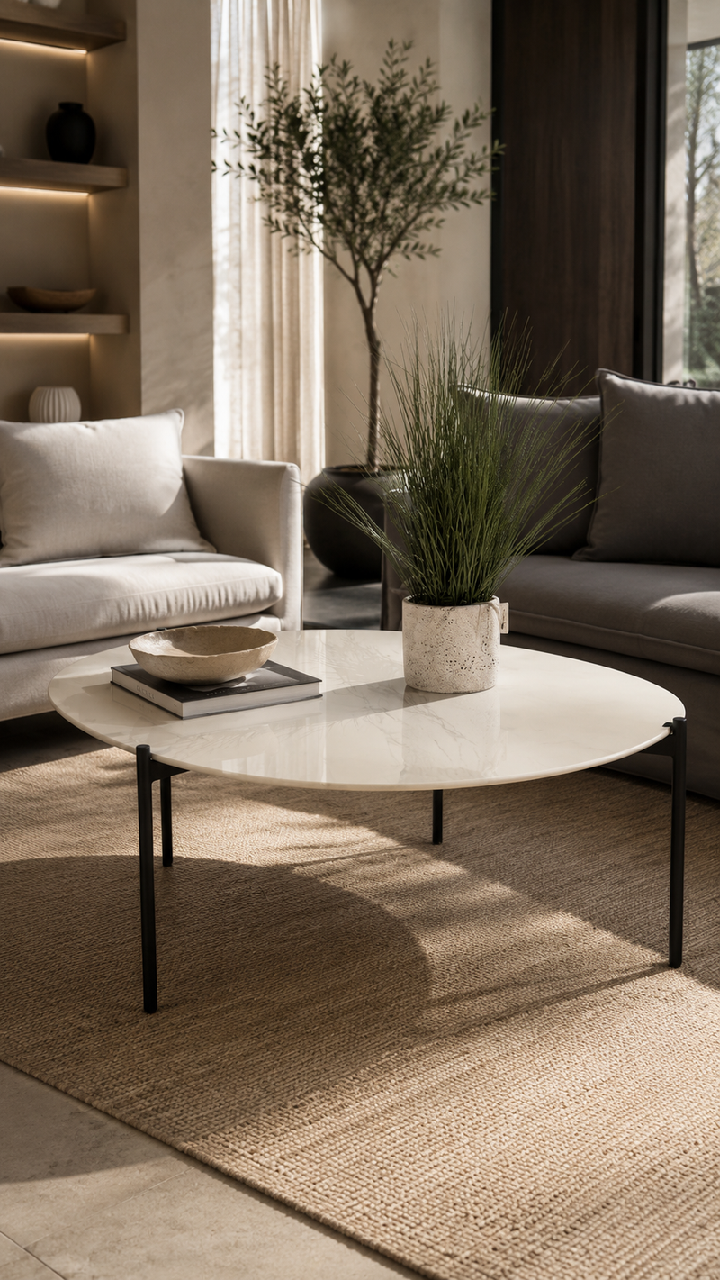 Mesa de centro porcelanato blanco