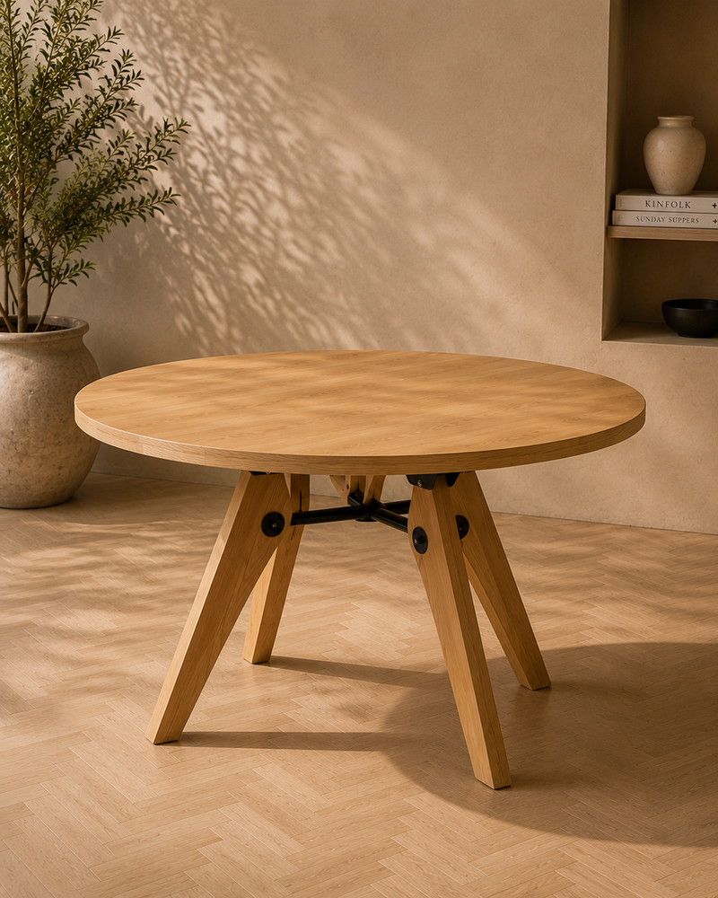 Mesa de comedor redonda de madera
